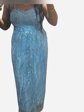 Blue Sequin Maxi/Prom Dress